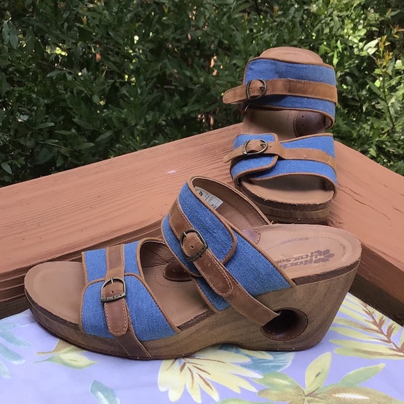 Rocky 4EUR Sole Denim Leather Comfy Sandals 42 New - Picture 2 of 8